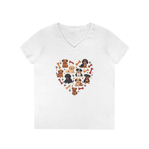 Soft Cotton Dog Lovers V-neck - Heart Design - Dipaliz - T-shirts