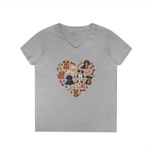Soft Cotton Dog Lovers V-neck - Heart Design - Dipaliz - T-shirts