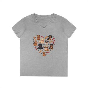 Dog Lovers V-neck T-shirt Heart Design Comfort Tee - Dipaliz - s / Sport Grey - T-shirts