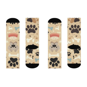 Cushioned Crew Socks - Adorable Dog Paw Prints - Dipaliz