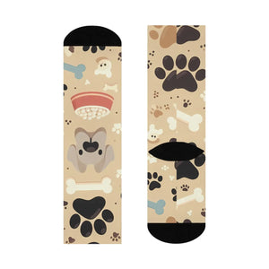 Cushioned Crew Socks - Adorable Dog Paw Prints - Dipaliz