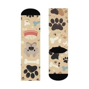 Cushioned Crew Socks - Adorable Dog Paw Prints - Dipaliz