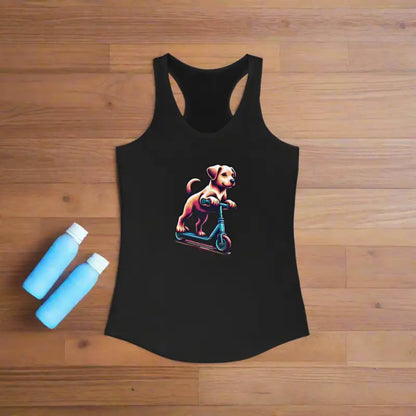 Chic Women’s Dog on Scooter Racerback Tank - Top