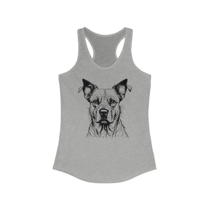 Rock the Dog Sketch Ideal Racerback Tank for Pet Lovers - Heather Grey / s Top