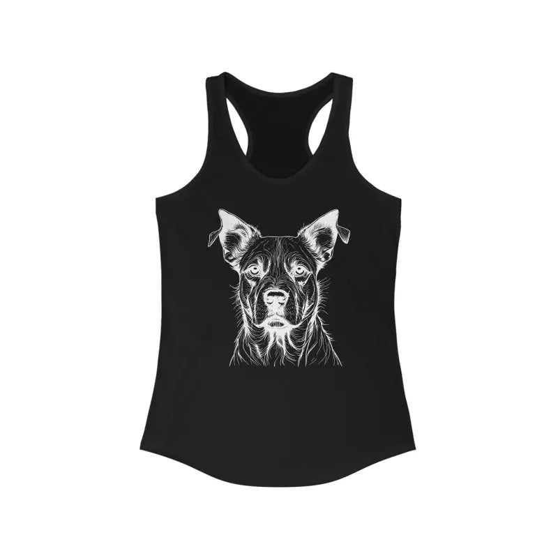 Rock the Dog Sketch Ideal Racerback Tank for Pet Lovers - Solid Black / Xs Top