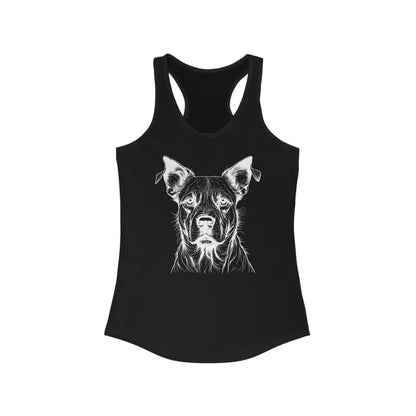 Rock the Dog Sketch Ideal Racerback Tank for Pet Lovers - Solid Black / Xs Top