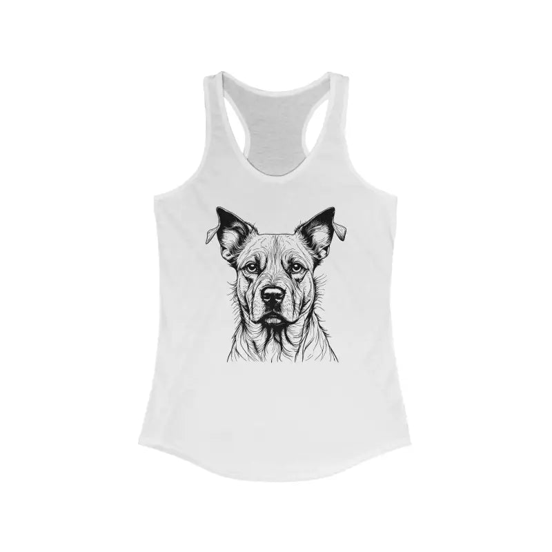 Rock the Dog Sketch Ideal Racerback Tank for Pet Lovers - Solid White / Xs Top