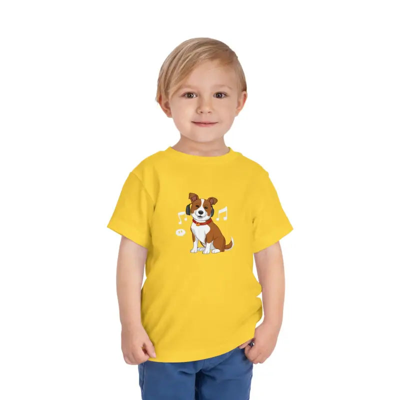 Doggie Dj Short Sleeve Tee: Fun & Comfy for Toddlers - Yellow / 2t Kids Clothes