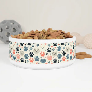 Chic Pet Bowl with Bold Paw Prints Feeding Station - Dipaliz - 16oz - Bowls Feeders & Waterers