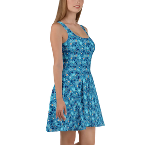 Dresses - Dot Capri Blue Skater Dress - Sleeveless Flared - Dipaliz