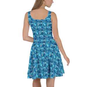Dresses - Dot Capri Blue Skater Dress - Sleeveless Flared - Dipaliz