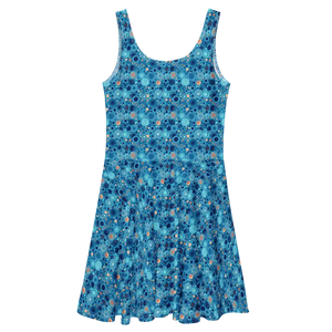 Dresses - Dot Capri Blue Skater Dress - Sleeveless Flared - Dipaliz