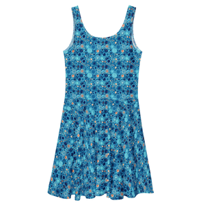 Capri Blue Skater – Dot Pattern Recycled Polyester - Dipaliz - Dresses - Xs
