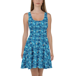 Dresses - Dot Capri Blue Skater Dress - Sleeveless Flared - Dipaliz Xs