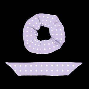 White Polka Dots Purple Scrunchie - Eco Friendly Hair Tie - Dipaliz - Ponytail Holders