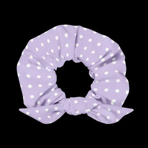 White Polka Dots Purple Scrunchie - Eco Friendly Hair Tie - Dipaliz - Ponytail Holders
