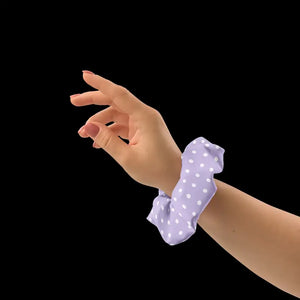 White Polka Dots Purple Scrunchie - Eco Friendly Hair Tie - Dipaliz - Ponytail Holders