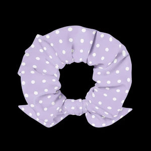 White Polka Dots Purple Scrunchie - Eco Friendly Hair Tie - Dipaliz - Ponytail Holders