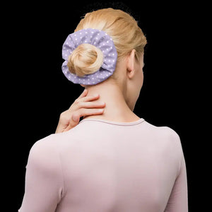 White Polka Dots Purple Scrunchie - Eco Friendly Hair Tie - Dipaliz - Ponytail Holders