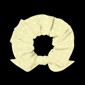 White Polka Dots Scrunchie - Sustainable Hair Tie - Dipaliz - Ponytail Holders