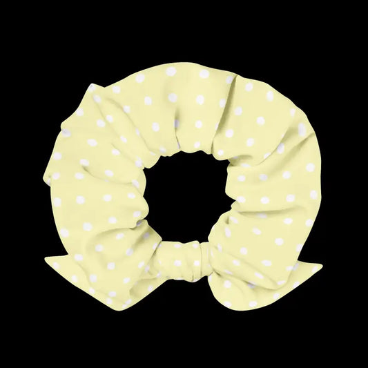 Whimsical White Polka Dot Scrunchie: Chic & Eco-friendly Style - Hair Accessory