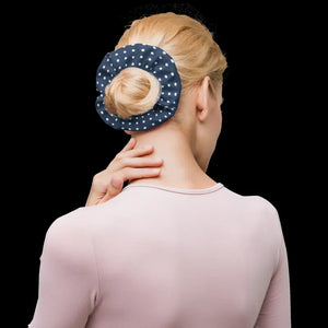 Navy Blue Scrunchie White Polka Dots Recycled Style - Dipaliz - Ponytail Holders