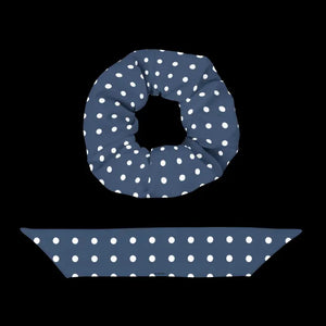Navy Blue Scrunchie White Polka Dots Recycled Style - Dipaliz - Ponytail Holders