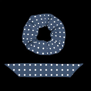 Navy Blue Scrunchie White Polka Dots Recycled Style - Dipaliz - Ponytail Holders