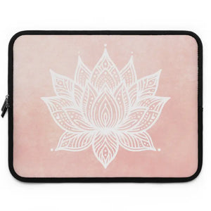 Laptop Sleeve - Dual Zipper Mandala Lotus Design by Dipaliz Black / 17’’