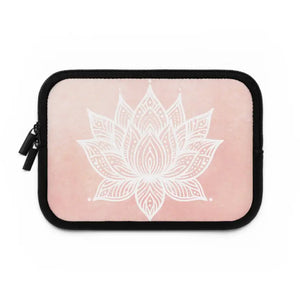 Laptop Sleeve - Dual Zipper Mandala Lotus Design by Dipaliz Black / 7’’