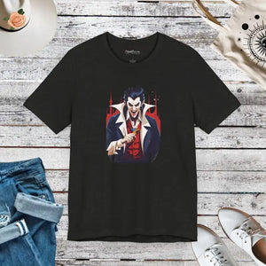 Unisex Jersey Short Sleeve Tee - Dracula Halloween - Dipaliz - Black Heather / s - T-shirts