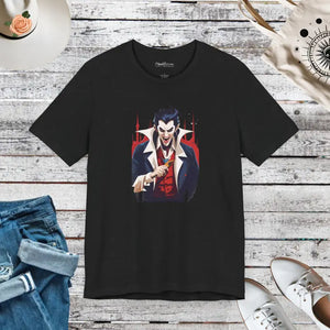 Unisex Jersey Short Sleeve Tee - Dracula Halloween - Dipaliz - Solid Black Blend / s - T-shirts