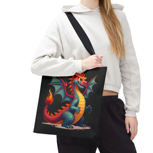 Fierce Dragon Aop Tote - Statement Shopping Bag - Dipaliz - 16’’ × / Black - Totes