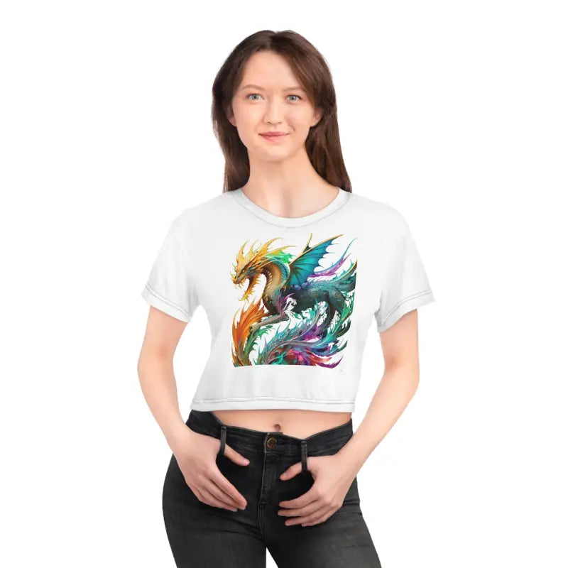 Dragon Art Crop Tee: your Inner Fashionista - Black Stitching / Xs All Over Prints