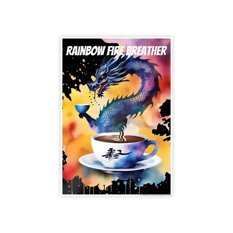 Dragon Fire Coffee Cup Poster - Energize your Space with Bold Gloss! - 16.5’’ x 23.4’’ (vertical) / Glossy