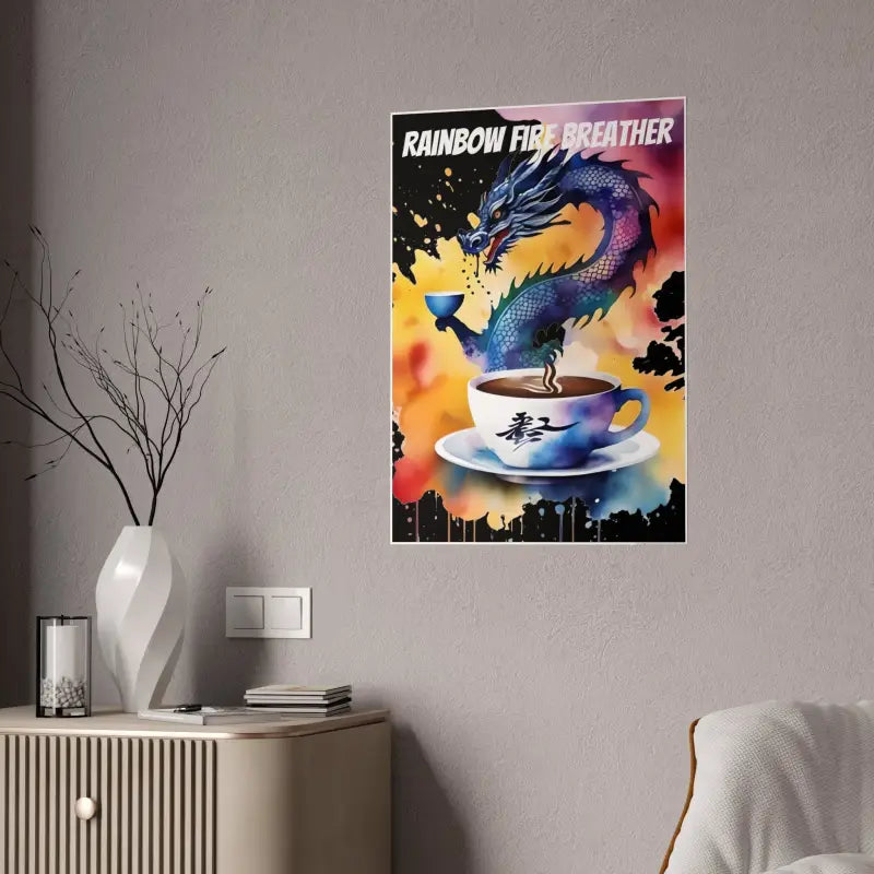 Dragon Fire Coffee Cup Poster - Energize your Space with Bold Gloss!