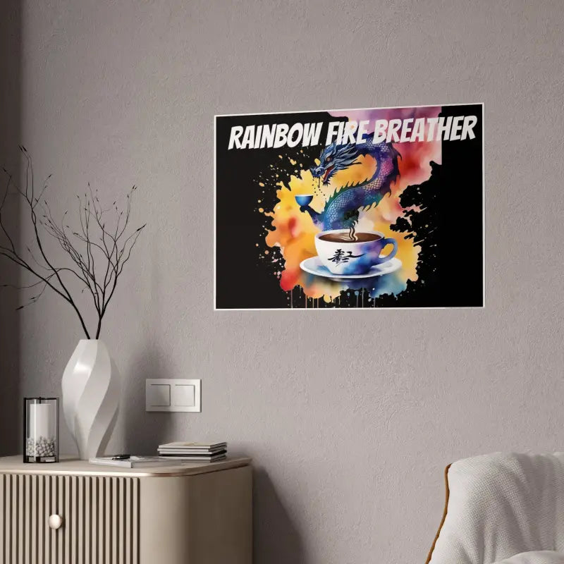 Dragon Fire Coffee Cup Poster - Energize your Space with Bold Gloss!