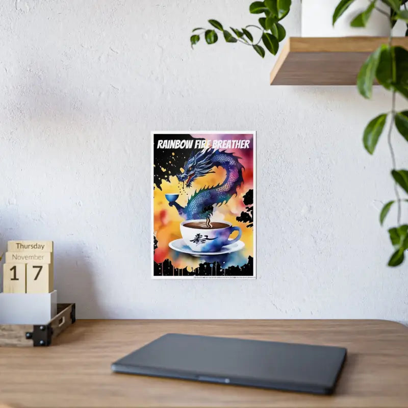 Dragon Fire Coffee Cup Poster - Energize your Space with Bold Gloss!