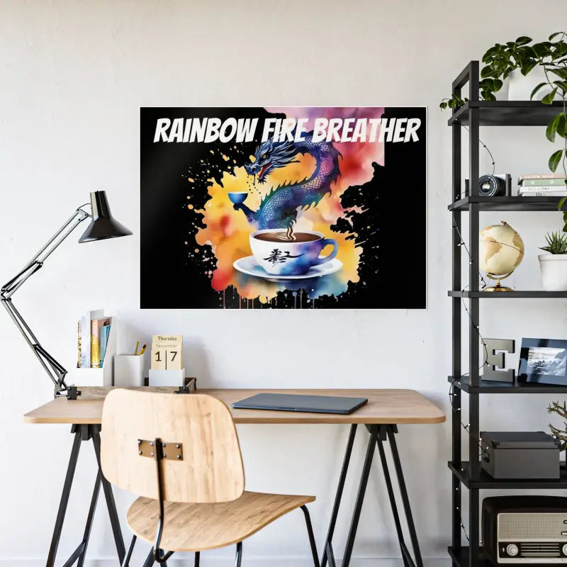 Dragon Fire Coffee Cup Poster - Energize your Space with Bold Gloss!