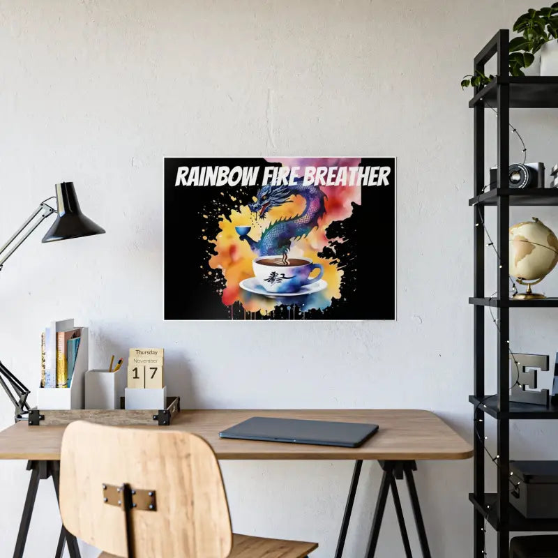 Dragon Fire Coffee Cup Poster - Energize your Space with Bold Gloss!