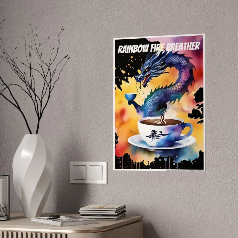 Dragon Fire Coffee Cup Poster - Energize your Space with Bold Gloss!