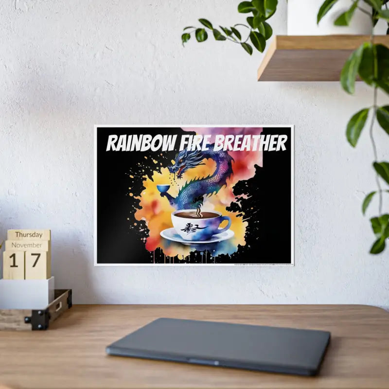 Dragon Fire Coffee Cup Poster - Energize your Space with Bold Gloss!