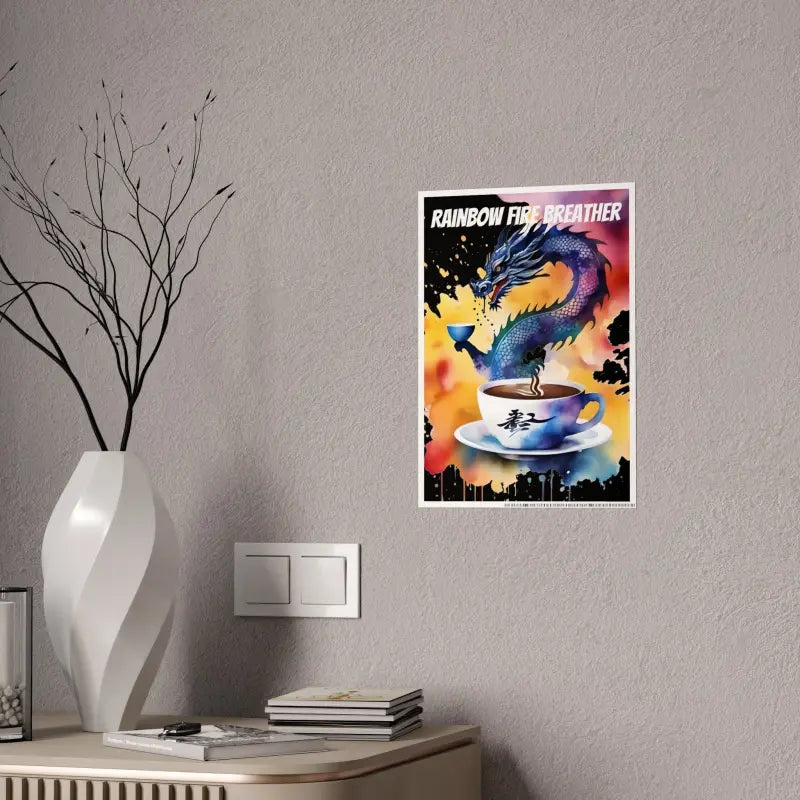 Dragon Fire Coffee Cup Poster - Energize your Space with Bold Gloss!