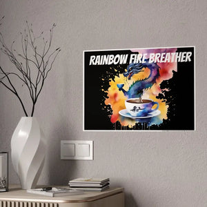 Dragon Coffee Cup Gsm High Gloss Poster - Rainbow Fire Art - Dipaliz - Posters Prints & Visual Artwork