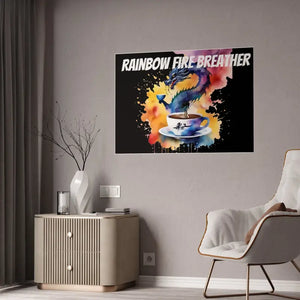 Dragon Coffee Cup Gsm High Gloss Poster - Rainbow Fire Art - Dipaliz - Posters Prints & Visual Artwork