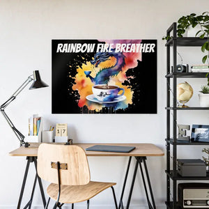Dragon Coffee Cup Gsm High Gloss Poster - Rainbow Fire Art - Dipaliz - Posters Prints & Visual Artwork