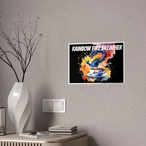 Dragon Coffee Cup Gsm High Gloss Poster - Rainbow Fire Art - Dipaliz - Posters Prints & Visual Artwork