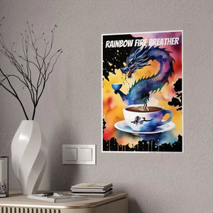 Dragon Coffee Cup Gsm High Gloss Poster - Rainbow Fire Art - Dipaliz - Posters Prints & Visual Artwork