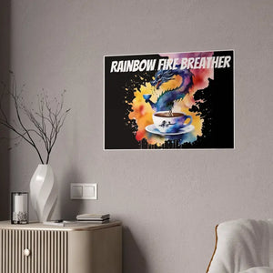 Dragon Coffee Cup Gsm High Gloss Poster - Rainbow Fire Art - Dipaliz - Posters Prints & Visual Artwork
