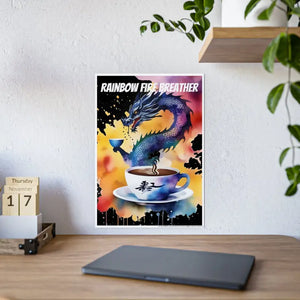 Dragon Coffee Cup Gsm High Gloss Poster - Rainbow Fire Art - Dipaliz - Posters Prints & Visual Artwork